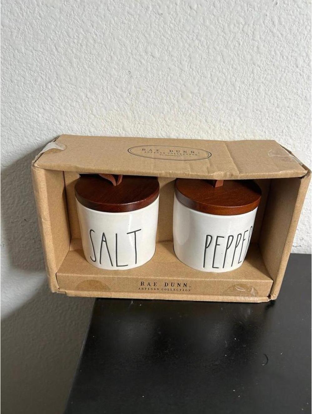 Rae Dunn SALT&PEPPER Cellars Set NEW!